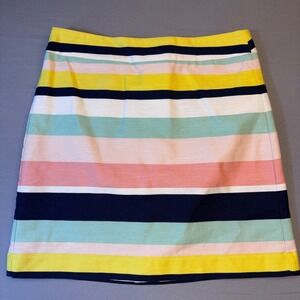 Loft Petites Womens Size 4 Multi Color Striped Mini Skirt Cotton Blend EUC